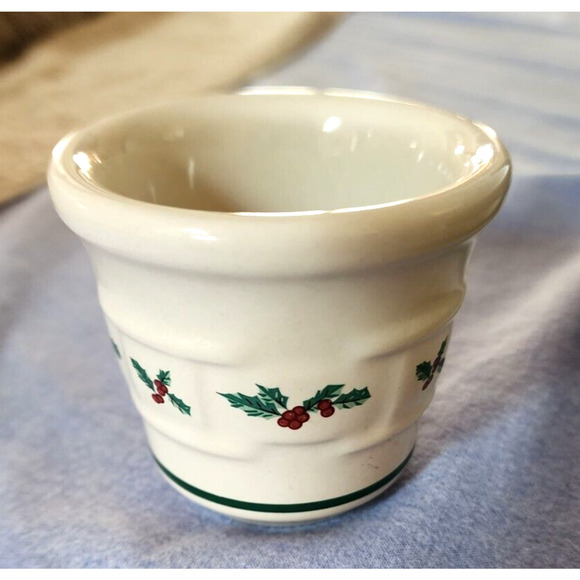 LONGABERGER-VOTIVE HOLDER-Toothpick Holder-Pottery-Holly Decor - Picture 1 of 8